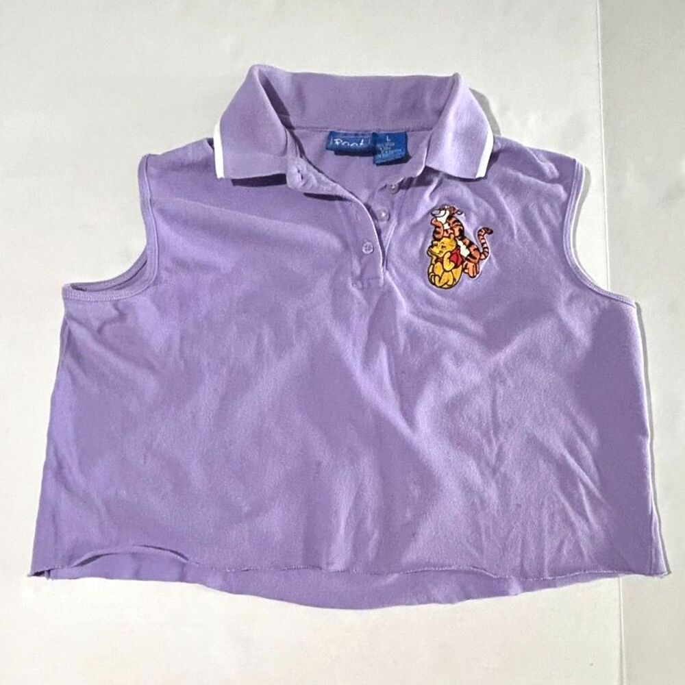 Disney Winne the Pooh & Tiger Purple Cropped Polo, L, Preppy